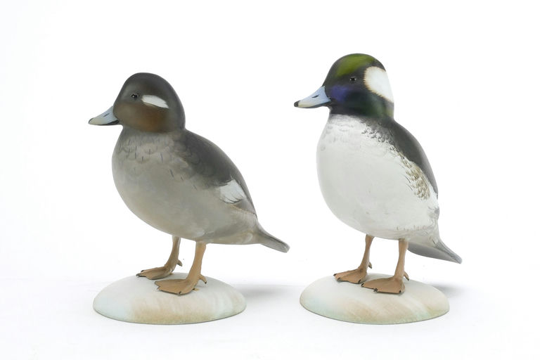 Sean Sutton – Miniature Pair of Standing Bufflehead, Slightly Turned Heads – 2024