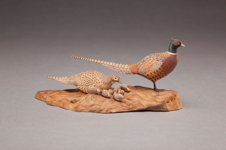 Allen J. King – Miniature Pheasant Pair with Chicks – 2011