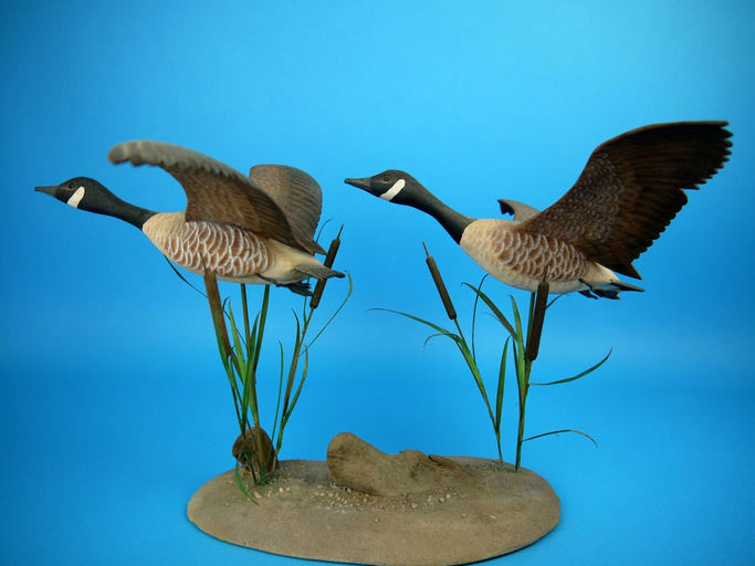 Harry McChesney – Two Miniature Flying Canada Geese – 2026