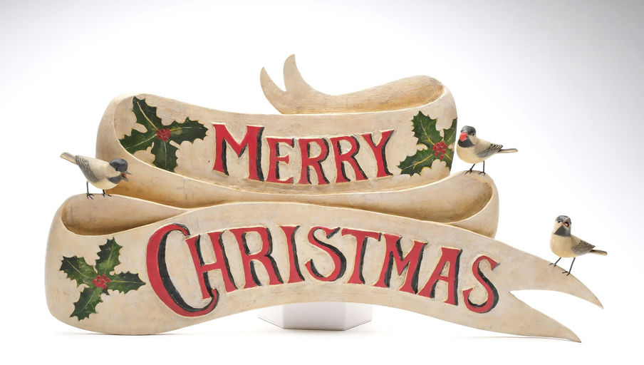 Frank Finney – Merry Christmas Ribbon Plaque With Three – 2025