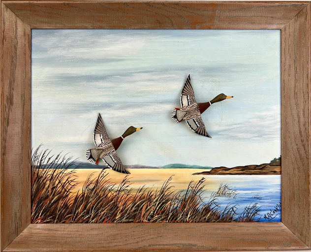Roy Conklin — Flying Mallards In Painted Scene