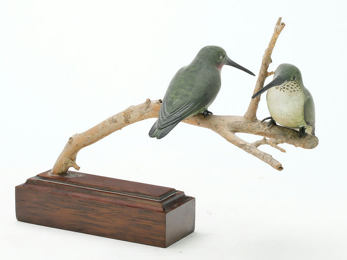 Frank Finney – Pair of ruby-throated hummingbirds on a single perch – 2025