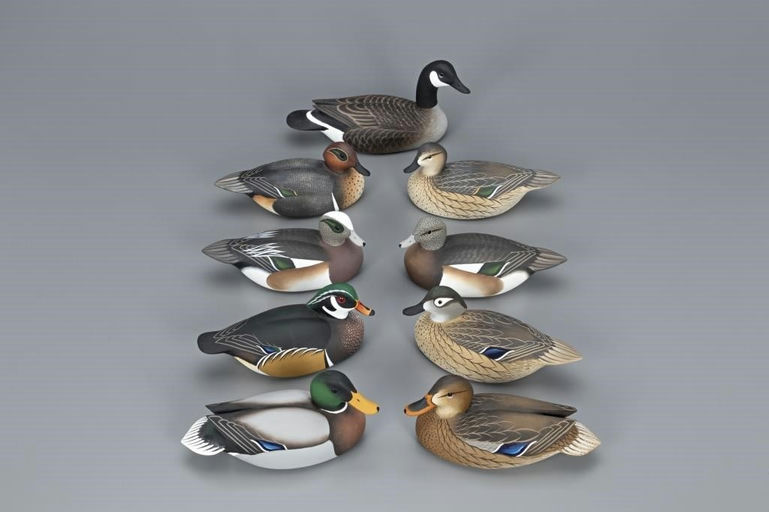 Charlie Joiner – Nine Miniature Waterfowl Carvings – 2019