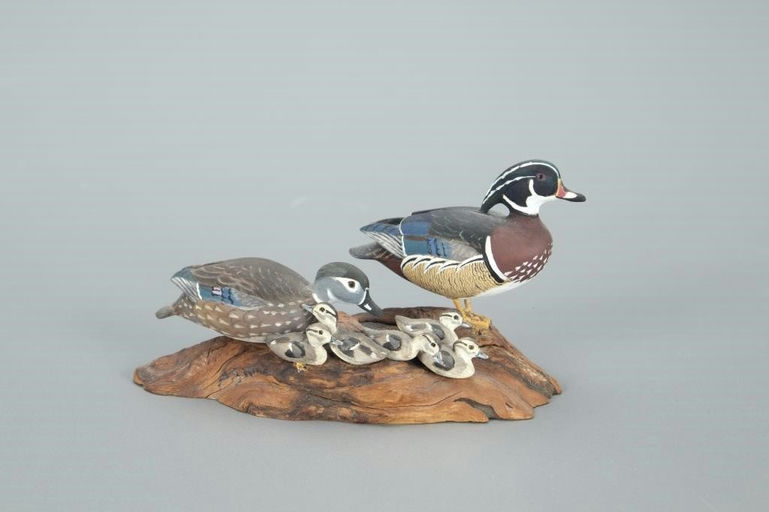 Allen J. King – Miniature Wood Duck Pair with Ducklings – 2022